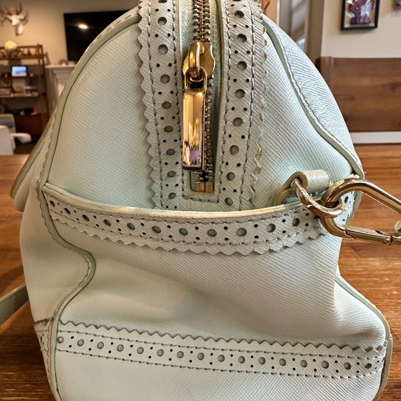 Tory Burch ROBINSON SATCHEL Light Blue With Detachable Strap - Picture 4 of 9